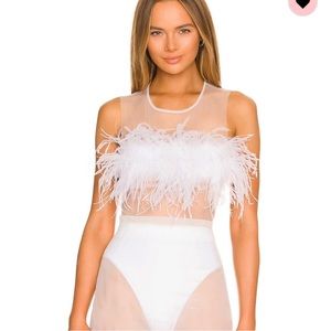 The Bar Feather Top with Mesh